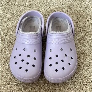 Fuzzy lined lavender crocs